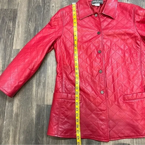 Salvatore Ferragamo Women’s Red Authentic Leather Jacket Vintage Size 8 EU42